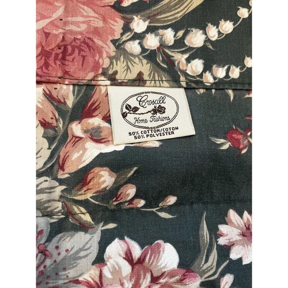 Vintage Croscill Granada Green Floral Valance (2) & (2) Window Curtail Panels - Picture 2 of 7